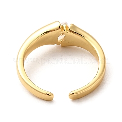 Bague solitaire en laiton avec micro pavé de zircones cubiques&nbsp;RJEW-P084-04G