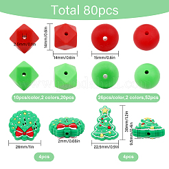 80pcs 6 perles de silicone écologiques de qualité alimentaire&nbsp;SIL-CA0001-64