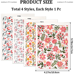 20 Blatt 4 Stil Blumenmuster Keramik Ton Wassertransferpapier&nbsp;DIY-CP0010-36B