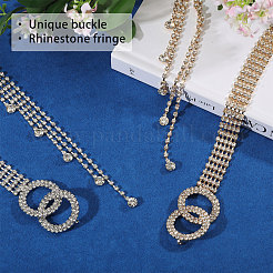 2 cintura a catena in ottone e ferro con strass di cristallo&nbsp;AJEW-FG0006-30B