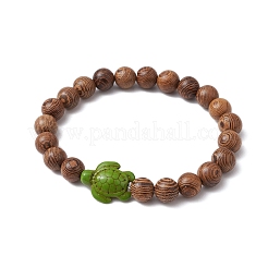 Pulseras elásticas de madera&nbsp;BJEW-JB11095-04