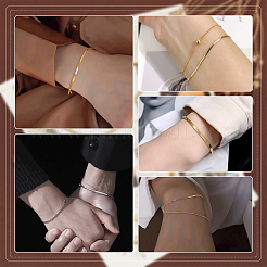 5 Stück 5 Größen Ionenplattierung (IP) 304 Edelstahl Fischgräten-Kettenarmbänder Set für Männer und Frauen&nbsp;BJEW-PH0004-37