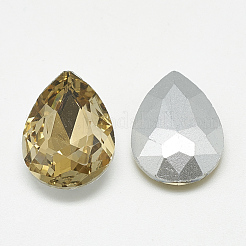 Cabochons en verre avec strass de dos avec point&nbsp;RGLA-T081-7x10mm-04