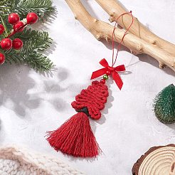 Décorations de pendentif pompon en polyester&nbsp;HJEW-JM04479-01