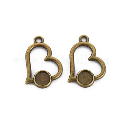 Pendente basi di cabochon in lega stile tibetano ,  cadmio& piombo libero, cuore vuoto, bronzo antico, vassoio: 5.5mm, 18x18x2mm, Foro: 1.8 mm