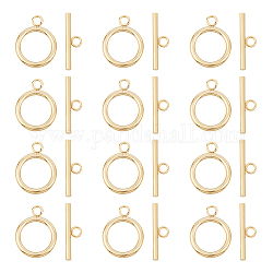 UNICRAFTALE 12Sets Stainless Steel Toggle Clasps 25mm Round IQ Toggle Clasps T-bar Closure Clasps Golden Neckalce Toggle Clasps Round Ring Jewelry Connectors End Clasps