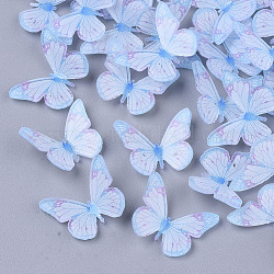 Cabochons plásticos, mariposa, luz azul cielo, 12x15x3.5mm