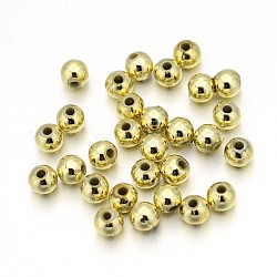 Beschichtung Acryl-Perlen, Runde, golden, ca. 4 mm Durchmesser, Bohrung: 1 mm, ca. 1400 Stk. / 50 g