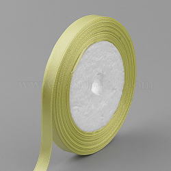 Ruban de satin simple face haute densité, Rubans de polyester, vert jaune, 3/8 pouce (9~10 mm), environ 25 yards / rouleau, environ 10rolls / groupe