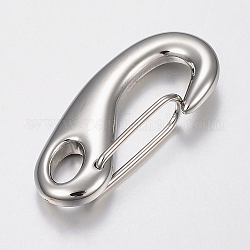 304 Stainless Steel Push Gate Snap Keychain Clasp Findings, Stainless Steel Color, 41x19x8.5mm