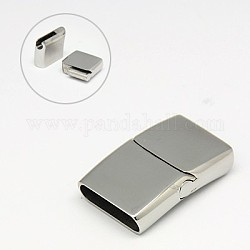 304 Stainless Steel Magnetic Clasps with Glue-in Ends, Rectangle, 28x18x7mm, Hole: 5x16mm