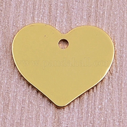 Латунные подвески, сердце, золотые, 16.5x19.5x1 мм, отверстие : 2 мм