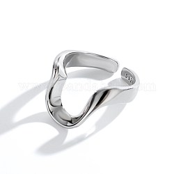 925 anillos de puño ajustable de plata de ley, forma de u, Platino
