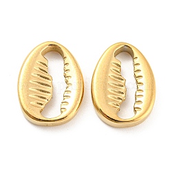 304 Stainless Steel Pendants, Shell Shape Charms, Real 18K Gold Plated, 17.5x13.5x3mm, Hole: 15x3mm