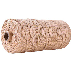 Hilos de hilo de algodón de 100 m para tejer manualidades, peachpuff, 3mm, alrededor de 109.36 yarda (100 m) / rollo