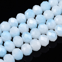 Fili di perle di vetro imitazione giada bicolore, sfaccettato, rondelle, cielo azzurro, 8x7mm, Foro: 1.5 mm, circa 65~66pcs/filo, 16.06 pollice ~ 16.34 pollici (40.8~41.5 cm)