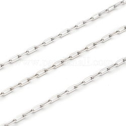 3.28 Feet 304 Stainless Steel Paperclip Chains, Drawn Elongated Cable Chains, Soldered, Stainless Steel Color, 4x2x0.5mm