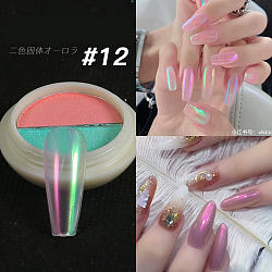 Твердая двухцветная пудра для дизайна ногтей, блестящий зеркальный эффект, с губкой, для украшения ногтей своими руками макияж, розовые, 1 мм