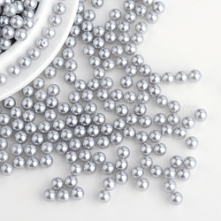 Perline acrilico perla imitato, Senza Buco, tondo, grigio, 1.5~2mm, circa 10000pcs/scatola