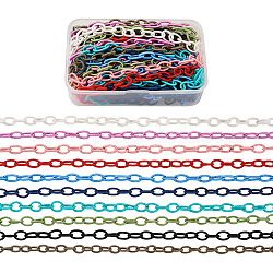 Loop di catene portacavi in nylon fatti a mano, ovale, colore misto, 8~9x11~13x2mm, circa 33.5 pollice (85 cm)/filo, 10 colori, 1strand / colore, 10 fili / scatola