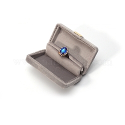Прямоугольная бархатная коробочка для хранения обручальных колец, кольцо в подарочном футляре, серые, 5.5x8.5x3 см