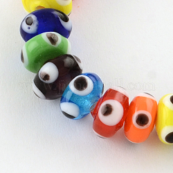 Rondelle mauvais oeil perles au chalumeau, couleur mixte, 9~11x5~6mm, Trou: 2mm, Environ 50 pcs/chapelet, 11 pouce