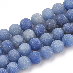 Chapelets de perles en aventurine bleue naturelle, mat, Grade a, ronde, 6mm, Trou: 1mm, Environ 63 pcs/chapelet, 15.5 pouce