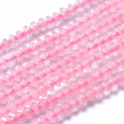 Chapelets de perles en quartz rose naturel, facette, Toupie, 2x1mm, Trou: 0.5mm, Environ 390 pcs/chapelet, 15.35 pouce (39 cm)
