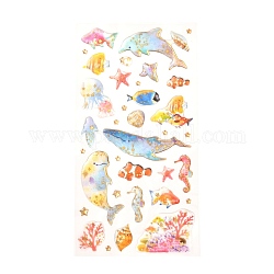 Epoxy Resin Sticker, for Scrapbooking, Travel Diary Craft, Whale Pattern, 4~30x3~18mm