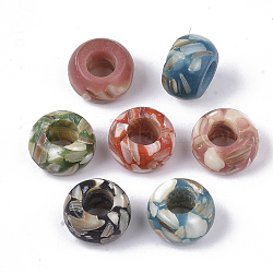 Shell europäischen Perlen, mit Muschelscheibe, Rondell, gefärbt, Mischfarbe, 14x8.5 mm, Bohrung: 6 mm