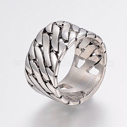 304 anelli in acciaio inox, Anelli a banda larga, argento antico, formato 10, 20mm