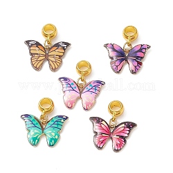 Charms pendenti europei smaltati in lega di farfalle, pendenti di grandi dimensioni, oro, colore misto, 25mm, farfalla: 22.5x16x2.5 mm, Foro: 4.6 mm