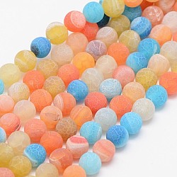 Fili di perline di agata naturale stagionato, tinto, smerigliato, tondo, colore misto, 6mm, Foro: 1 mm, circa 64pcs/filo, 13.6 pollice