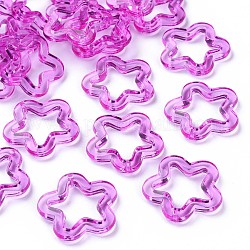 Transparent Acrylic Beads, Flower, Magenta, 30x30.5x5mm, Hole: 1.8mm, about 340pcs/500g