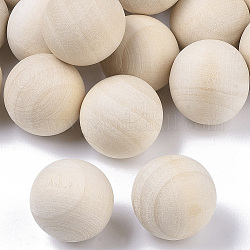 Незаконченные деревянные бусы, натуральные деревянные свободные шарики, нет отверстий / незавершенного, круглые, старинный белый, 19~20 мм