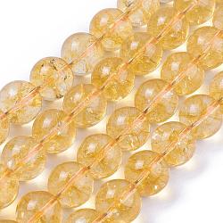 Chapelets de perles de citrine naturelle, ronde, teints et chauffée, 14mm, Trou: 1mm, Environ 28 pcs/chapelet, 15.5 pouce