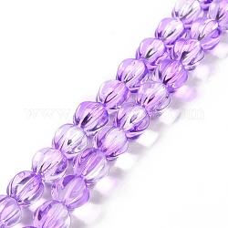 Chapelets de perles en verre transparente  , lanterne, support violet, 10.5x9.5x10.5mm, Trou: 1mm, Environ 38 pcs/chapelet, 15.24 pouce (38.7 cm)