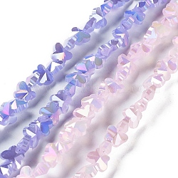 Fili di perle di vetro a farfalla elettrolitica, ab colore placcato, colore misto, 8x10x5.5mm, Foro: 1.2 mm, circa 95pcs/filo, 29.13'' (74 cm)