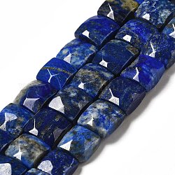 Chapelets de perles en lapis-lazuli naturel, facette, carrée, 10x10x6mm, Trou: 0.9~1mm, Environ 19~20 pcs/chapelet, 7.09~7.48 pouce (18~19 cm)