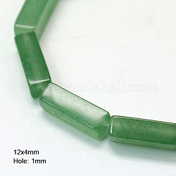 Естественный зеленый авантюрин бисер нитей, кубоид, средний морской зеленый, 12x4x4 мм, отверстие : 1 мм