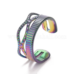 Placcatura ionica (ip) 304 anello per polsino aperto avvolgente ovale in acciaio inossidabile per donna, colore arcobaleno, 8mm, diametro interno: circa 19 mm
