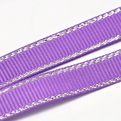 Полиэстер Grosgrain ленты для подарочной упаковки, серебристая лента, синий фиолетовый, 3/8 дюйм (9 мм), о 100yards / рулон (91.44 м / рулон)