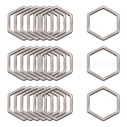 304 Edelstahl Verbindungsring, Hexagon, Edelstahl Farbe, 13.5x12x0.8 mm