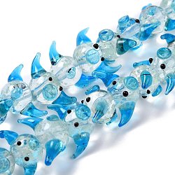 Handgemachte Murano Glas Perlen Stränge, Cartoon-Schwein, Licht Himmel blau, 11.5x19~22.5x14.5~15 mm, Bohrung: 2 mm, ca. 30 Stk. / Strang, 13.70 Zoll (34.8 cm)