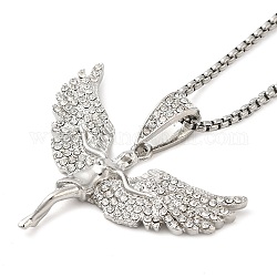 Collana con pendente in strass a forma di angelo con catenelle in lega di zinco, platino, 23.58 pollice (59.9 cm)