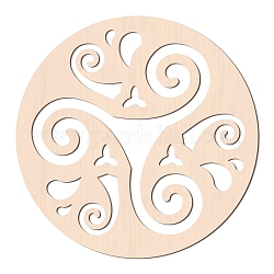Cabochons de madera, para la fabricación de la joya, plano redondo con patrón de hierba, burlywood, 310x6mm