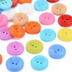 Пластиковые кнопки 2-отверстие, плоско-круглые, разноцветные, 17.5x3.5 мм, отверстие : 1.8 мм