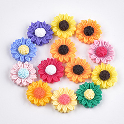 Resin Cabochons, Sunflower, Mixed Color, 24x7mm