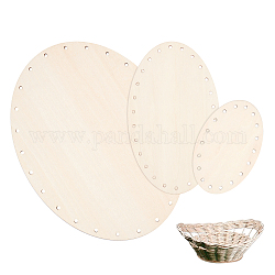 PandaHall Oval Wooden Basket Bottom, 3pcs Crochet Basket Base 2.7x4.3/4.1x6.8/7x9.4 Natural Wood Base Shaper for T-Shirt Yarn DIY Basket Weaving Knitting Craft Home Decor, 3mm Hole, Antique White