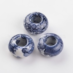 Rondelle teinte naturelle perles de jade blanc océan, Perles avec un grand trou   , bleu minuit, 15x8mm, Trou: 6mm